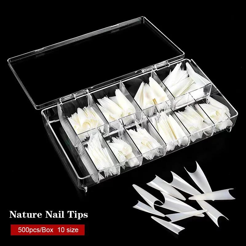 500pcs/box Natural Transparent Nature Clear ABS Ghost Tip Artificial Nail Tips Collection