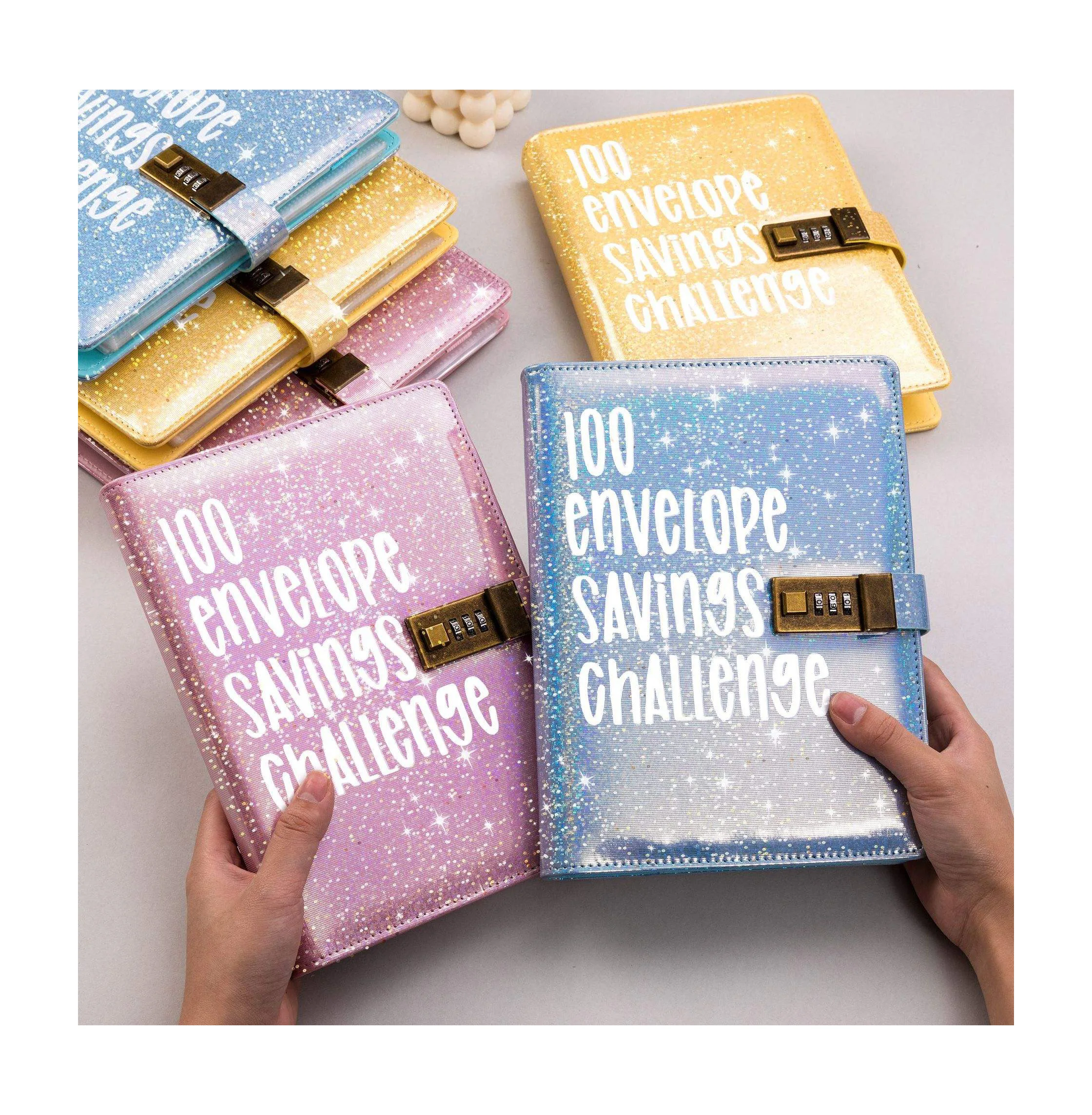 100 envelope challenge A5 Savings Challenge Planner notebook with lock Money Loose Leaf Detachable Budget Binder
