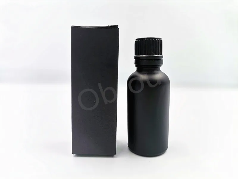 30 ml amber glass tincture bottle with black dropper 30ml matte black essential oil glass dropper bottle with packing box