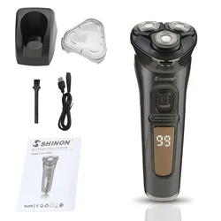 SHINON SH7058 IPX7 Electric Shaver For Men 3 Cutter Floating Head Waterproof Electric Razor With Charge Dock