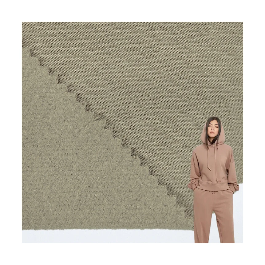 Wool/polyester Cotton French Terry Hoodie Fabric Textile Raw Material Fleece Heavyweight Cotton Knitted French Terry Fabric