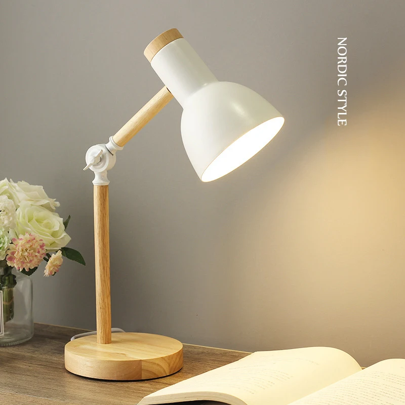 Wooden Art Nordic Table Lamp Folding Simple Eye Protection Reading Desk Lamp