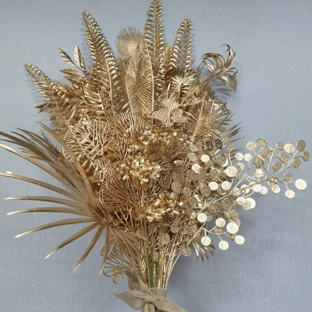 Gold simulation flower spray gold accessories home decoration wedding party decoration Christmas artificial flowers