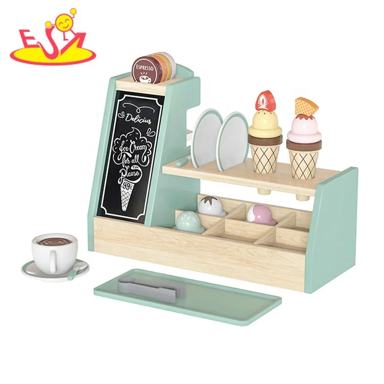 2024 New Pretend Role Play Set Wooden Ice Cream Shop Toy For Kids W10A233