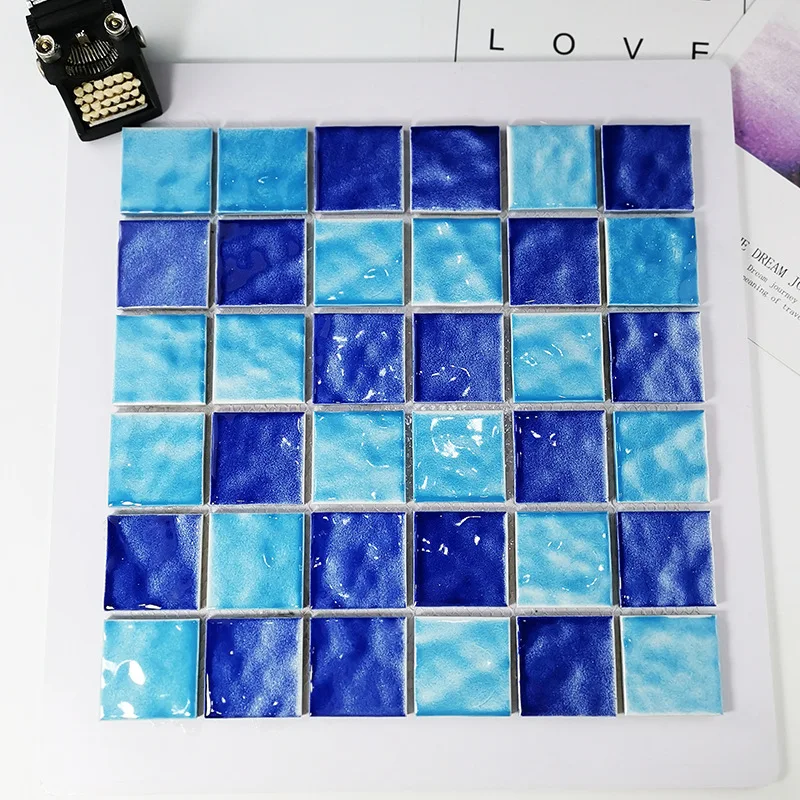 Ice crack swimming pool blue mosaic ceramic tiles swimming pool background wall bathroom mosaic wall tiles