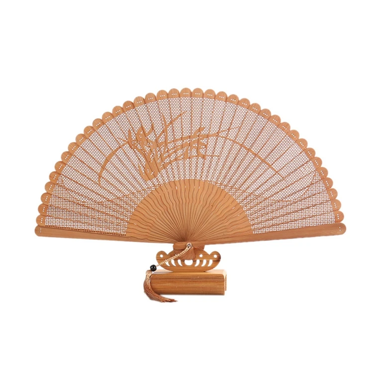
Hot Sale Wholesale Durable Bamboo Hand-held Hollow Folding Fan 