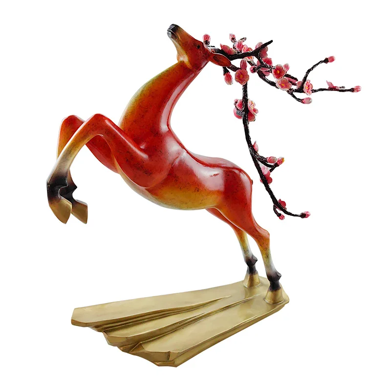 Manufacture brass sika deer Christmas modern home decor handicraft metal ornaments art table top decoration