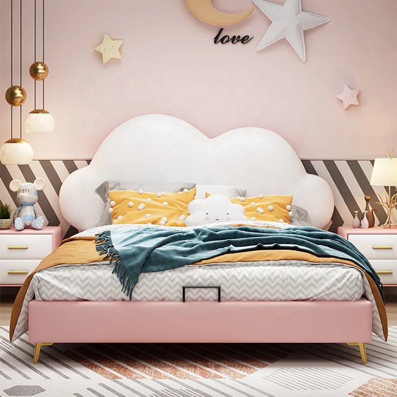 MIDOSO Modern Cloud Design Bedroom Furniture Kids Wooden Beds for Girls and Boy Hotel Furniture Children Bed Set Wood 1 Set