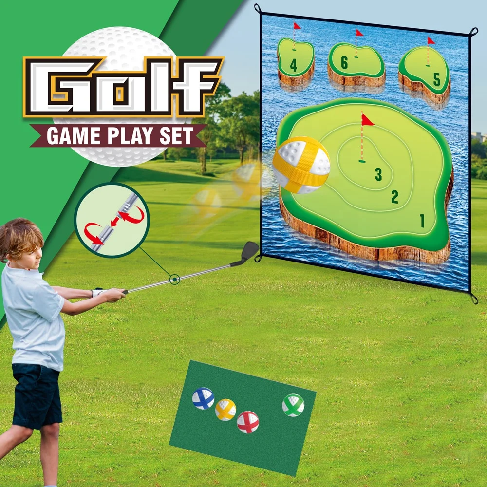Pure putt challenge sticky balls chipping stick golf game training chip golf trainer large size golf target mat with hitting mat