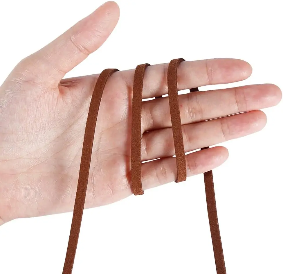 50 Yards 5mm Suede Leather Cords Flat Faux Suede Cord String Thread Velvet Cord for Necklace, Bracelet, Beading and DIY Crafts