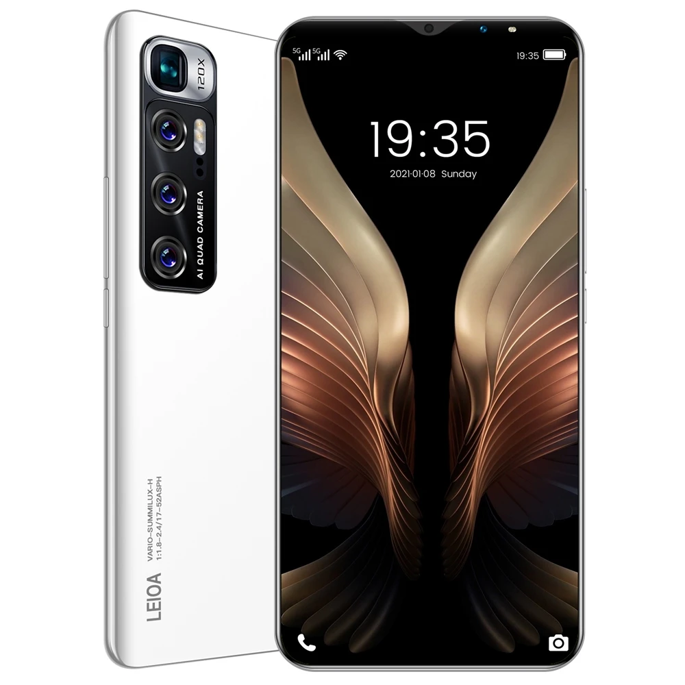 Dropshipping 2022 factory direct sale 6.1inch m10 plus smart phone 8GB + 512GB full screen Mobile phone finger/face unlock phone