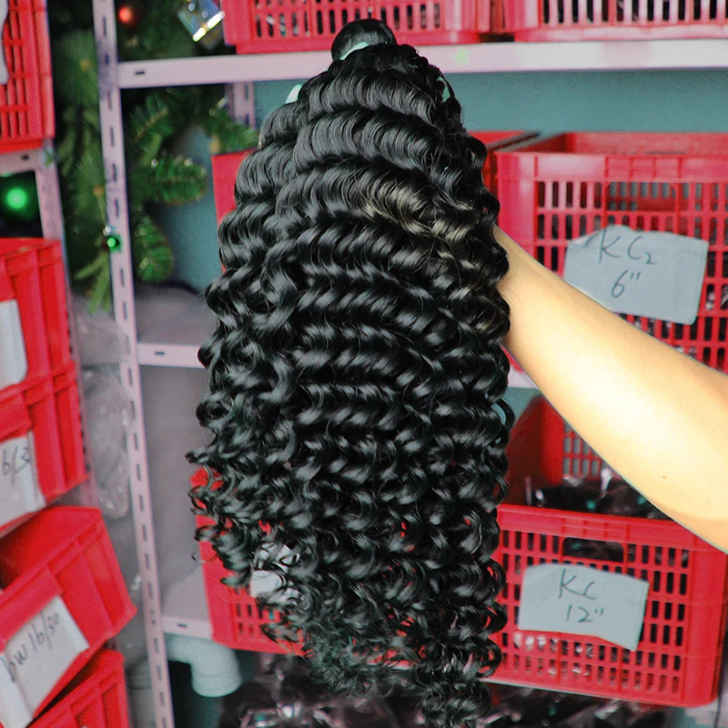 
Deep Wave Brazilian Hair Weave Bundles 100% Human Hair Wave Natural Thick Remy Hair Extensions 