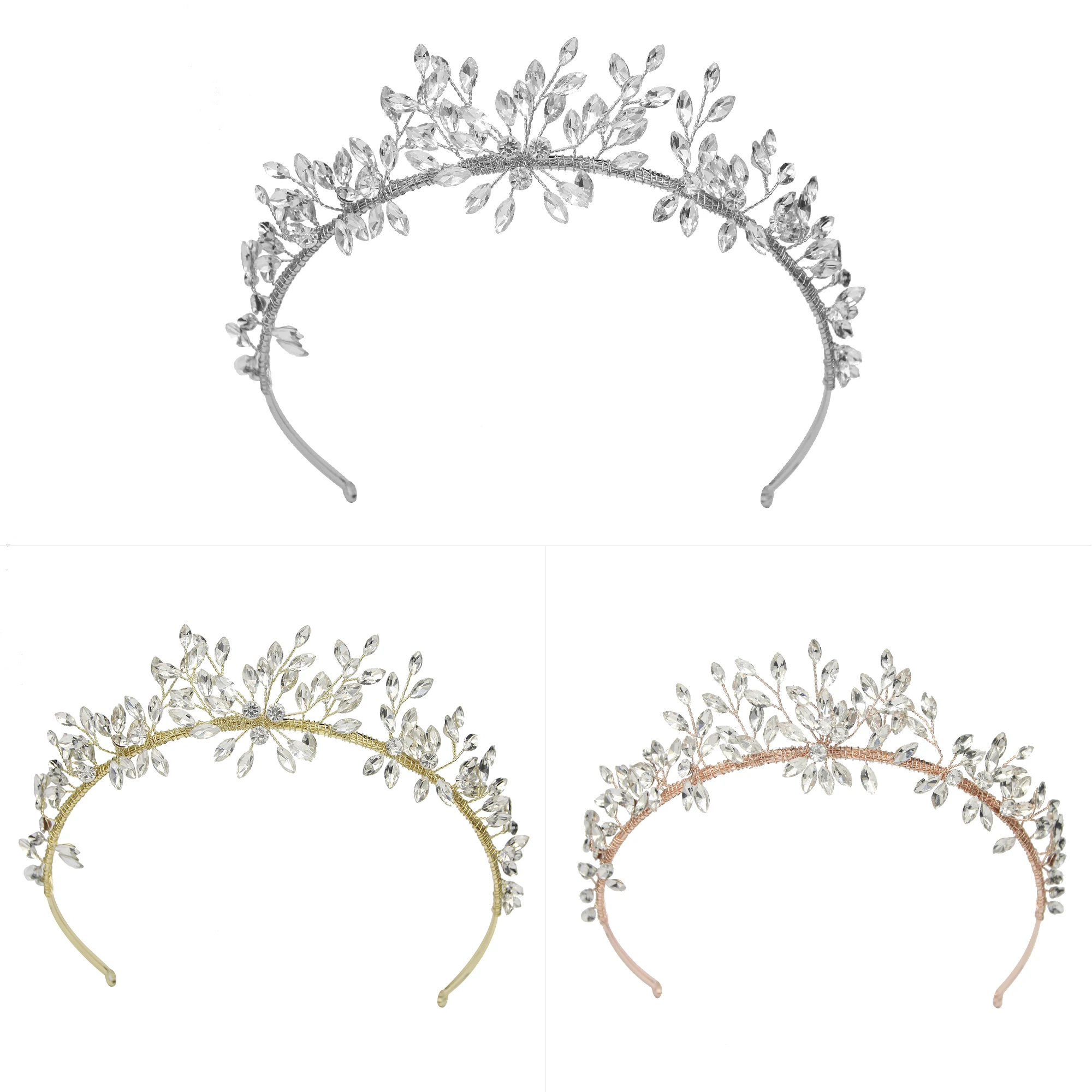 New design princess silver rhinestone crystal pageant wedding bridal handmade crown and tiara for women