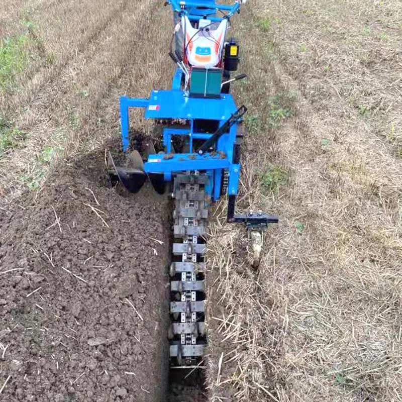 diesel tractor trenching machine digging cable trencher machine chain trencher mini hand tractor trencher for sale