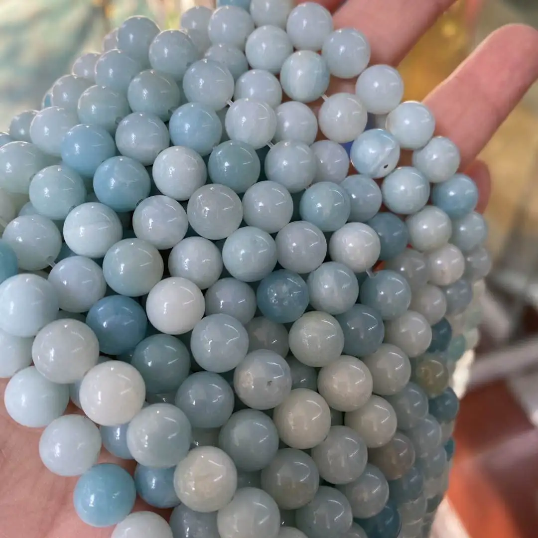 Pure Blue Amazonite Jasper Healing Natural Stone Loose Round Matte Amazon Beads Pure Color Amazonite for Jewelry Making