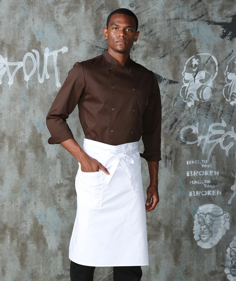 CHECKEDOUT 2022 latest design double breasted long sleeve fashion chef jacket and catering uniform for hotel and restaurant