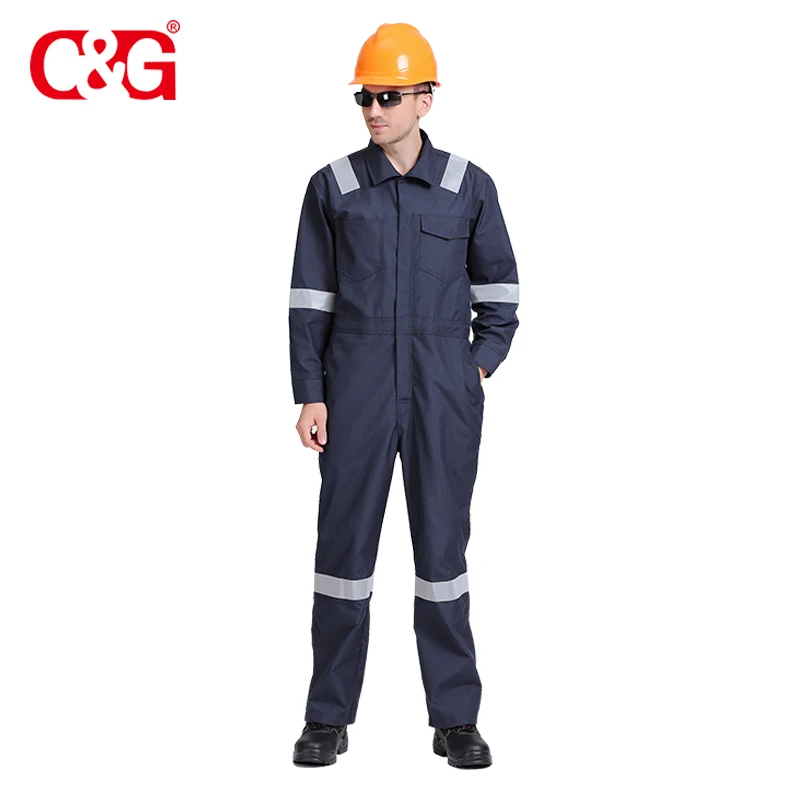 Fire Resistant Overalls Working Uniforms Wholesale Protection Coverall Navy Blue reflective safety clothingNomex IIIA Fabric C&G
