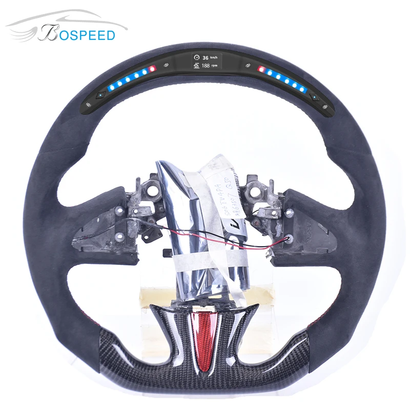 
LED Display Carbon Fiber Steering Wheel for Infiniti Q50 with Black Suede Leather 