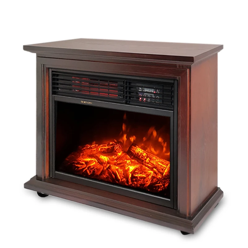 Freestanding Portable 3d flame wooden Infrared Freestanding ELECTRIC HEATER fireplace