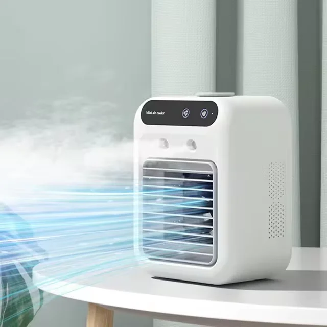 Household Quiet Mobile Small Air Conditioner Bedroom Table Humidification Electric Fan Spray Dormitory Mini Air Conditioner