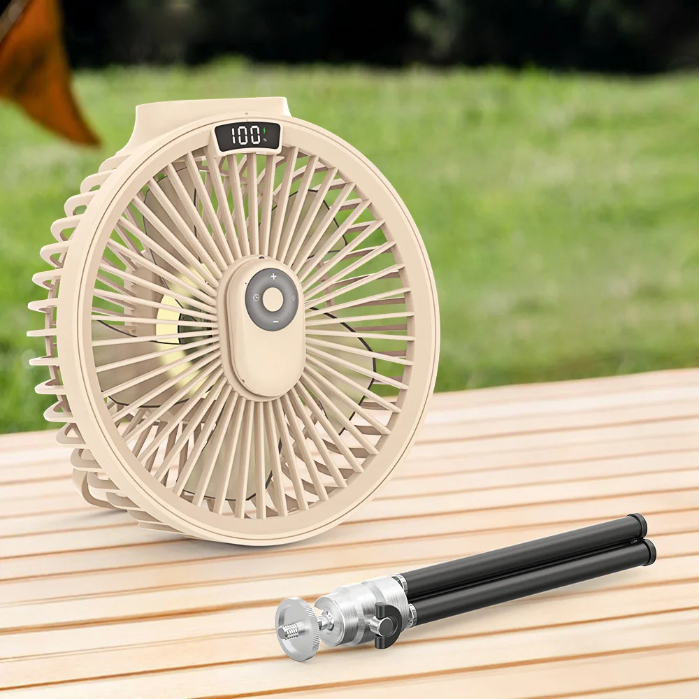 Portable USB Wireless Remote Control Smart Mini Ceiling Fan with Tripod LED Light for Camping