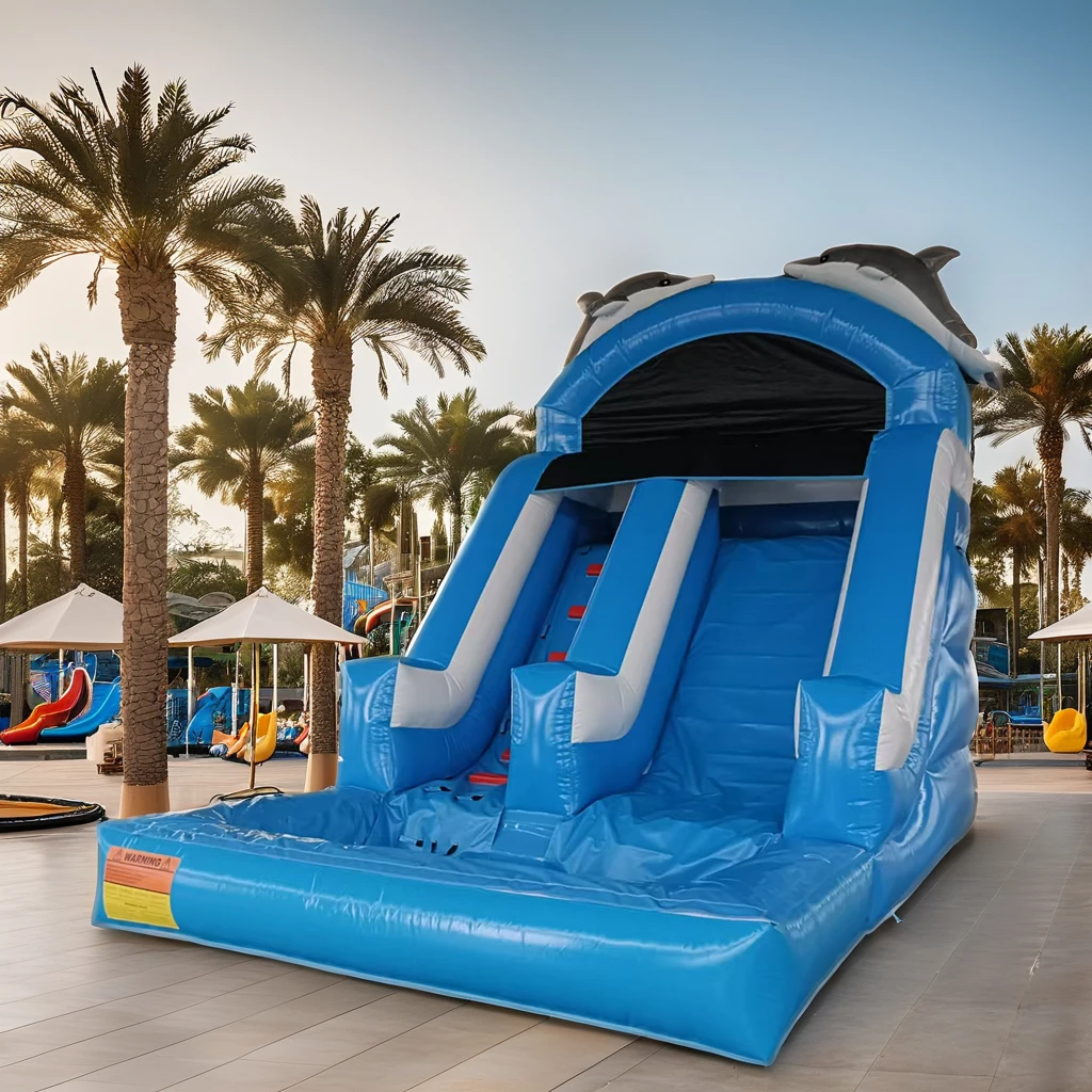 Dolphin-Inspired PVC Inflatable Water Slide Pool Custom Indoor/Outdoor Water Fun Home School Residential Area Shopping Malls!