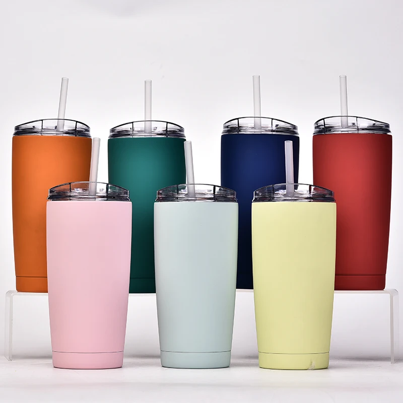 Create Design Stainless Steel Coffee Mug Double Wall Portable Office Cup with Straw Vacuum Insulated Home Leisure Car Water Cup