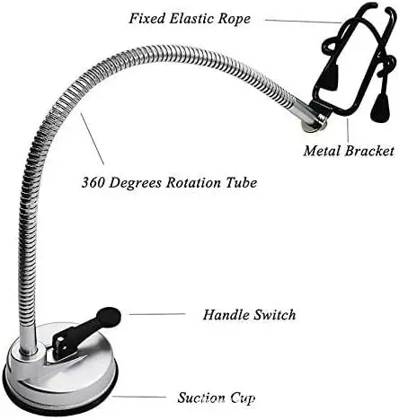 Hair Dryer Holder Stand, Stainless Steel 360 Degree Rotating Lazy Hair Dryer Stand with Suction Cup, Hands Free Dryer Holder