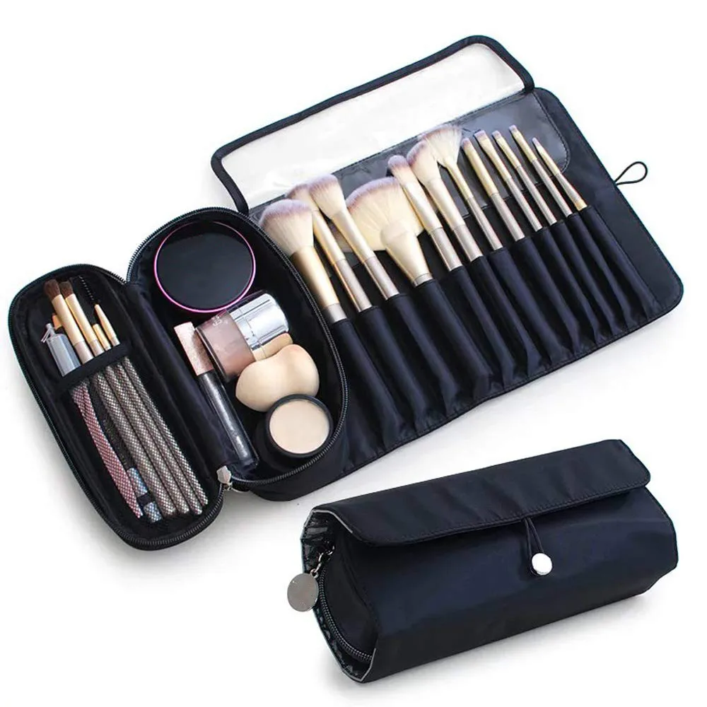 Portable Makeup Brush Organizer Makeup Brush Holder for Travel Can Hold 20+ Brushes Roll Up Case Pouch