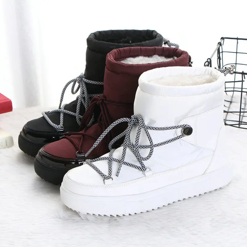 Hot Sale Warm Waterproof Fur Shoes Women Winter Snow Boots For Ladies