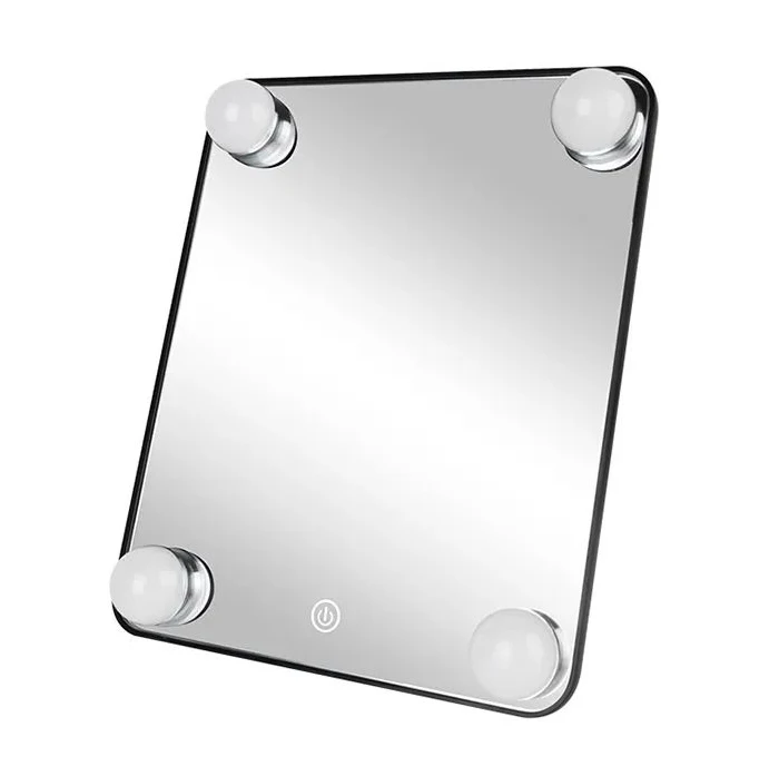 Fabricante ofrece espejos de tocador estilo rectangular negro con bombillas