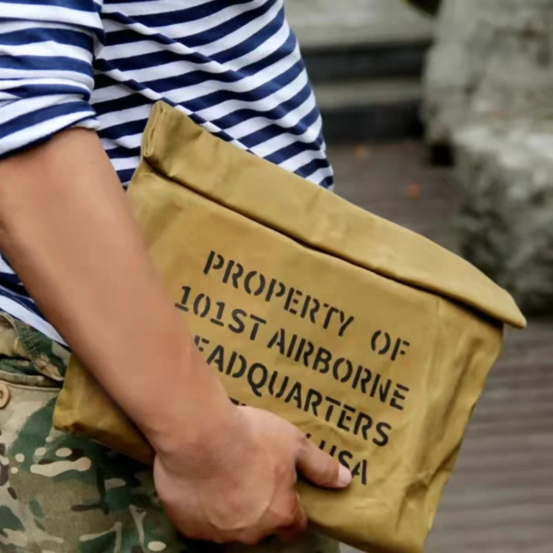 Vintage Oil Wax Canvas Clutch Bag Man Large Capacity Wallets Military Style Multifunction Hand Bag