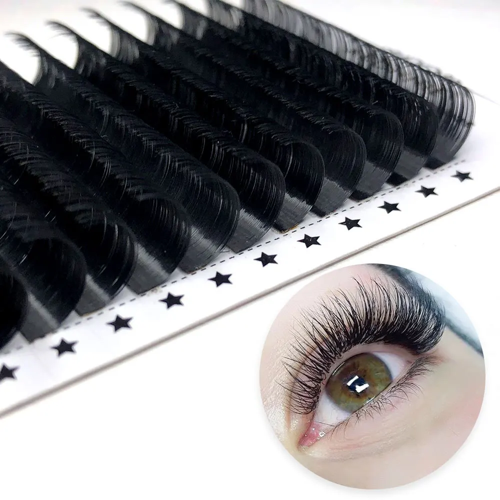 Hand Made Wholesale Individual Super Soft Korean PBT Automatic Fanning Siberian Mink Easy Fan Eyelash Extensions