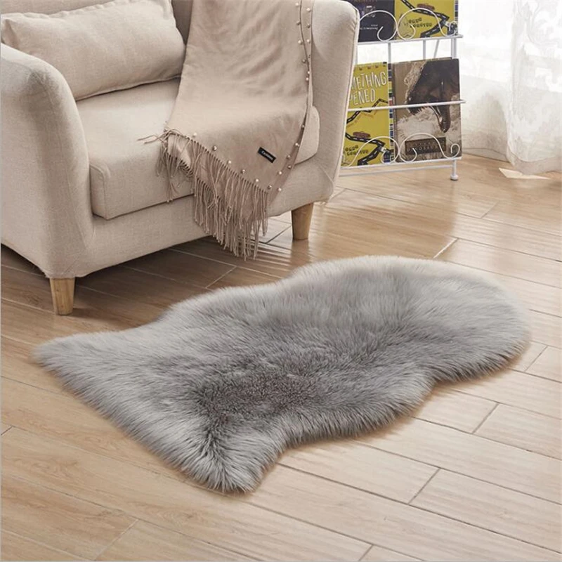 2020 New Pure White Sheepskin Plush Fur Rugs Faux Fur Carpet