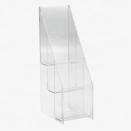 Customized Tabletop 3 Tiers Clear Acrylic Plastic A5 Brochure Holder, 3 Tiers Acrylic Brochure Holder