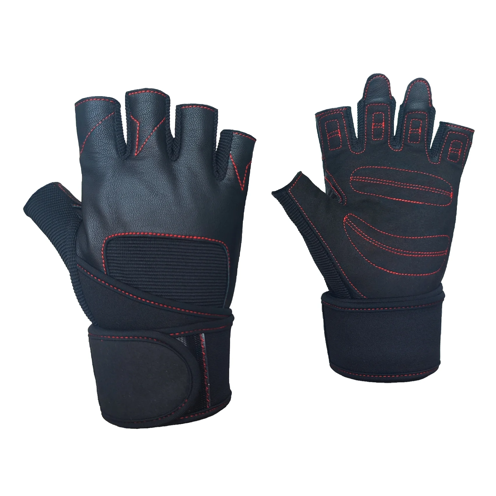 Senior custom sheepskin anti slip breathable wear resistant  half finger fitness sports gloves