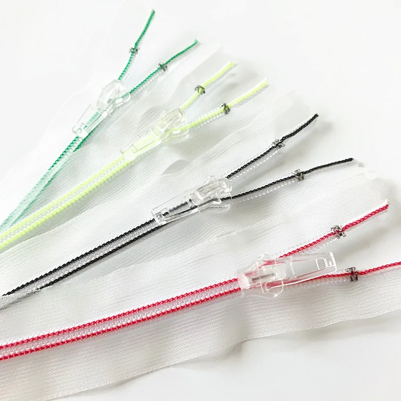 Transparent zipper no.5 colorful thread transparent mesh lace white nylon zip nylon closures open-end jacket zipper