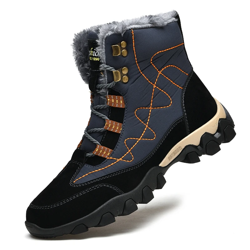 Fishing sport camping climbing hiking shoes black men custom leather trekking outdoor waterproof hunting mens fur boot