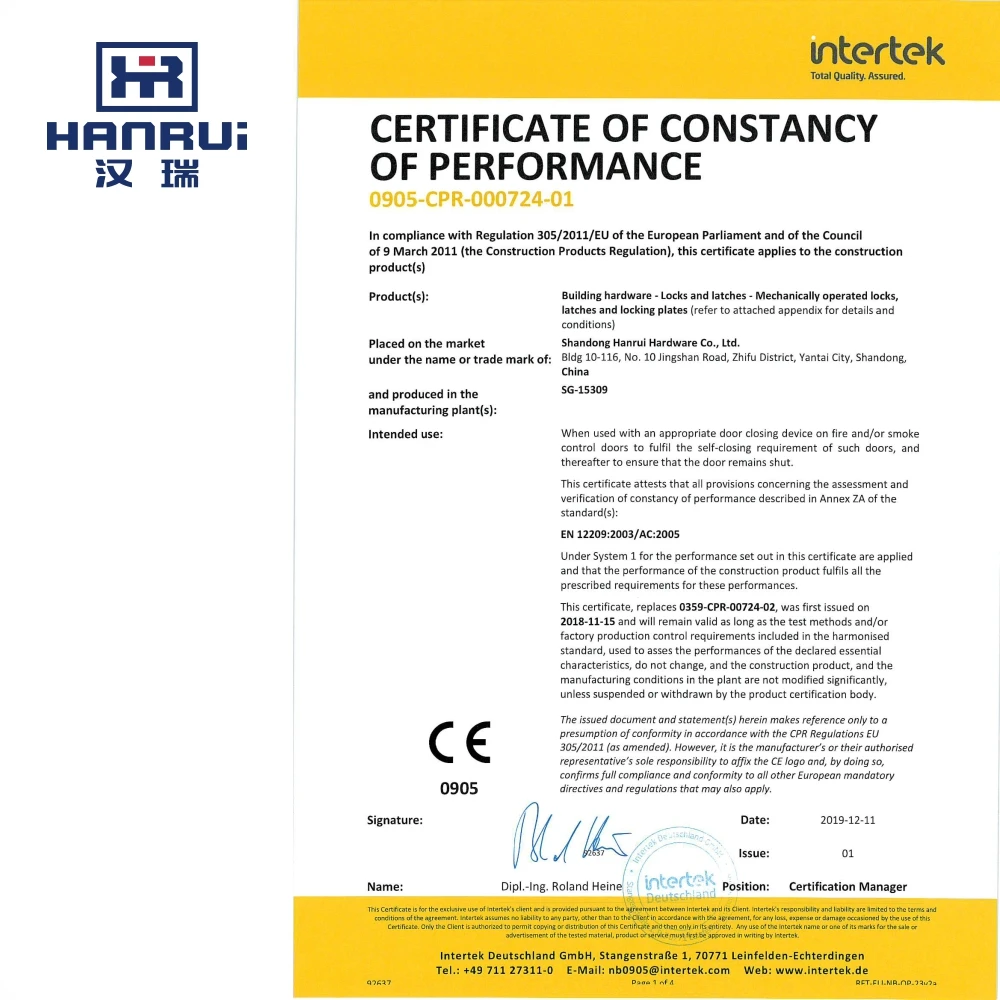 HANRUI brand CE certificate EN12209 EN1634-1 fire rated mortise lock 6085Z