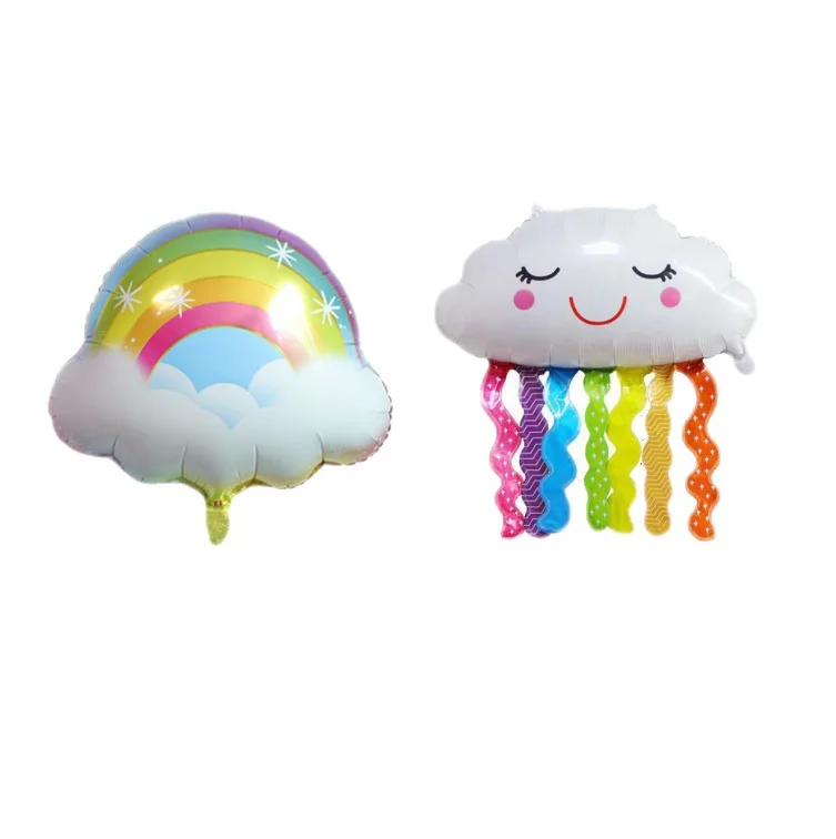 New Giant Weather Smiling Face White Smile Rainbow Foil Balloons Birthday Party Decoration Celebration Scene Decoration Air Ball