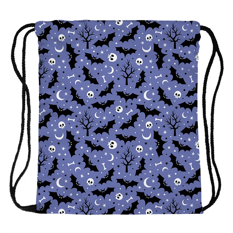 Sports Gym Bag Halloween Pumpkin Skull Drawstring Backpack for Men Women