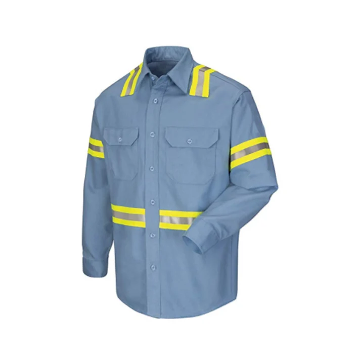 Wholesale Mens High Visibility Shirts Work Shirts with Reflective Tape