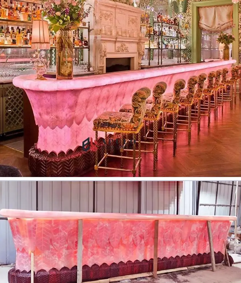 Round Marble Onyx Plinth Table Pink Onyx Coffee Table Translucent Onyx Side Table Onix Bar Top