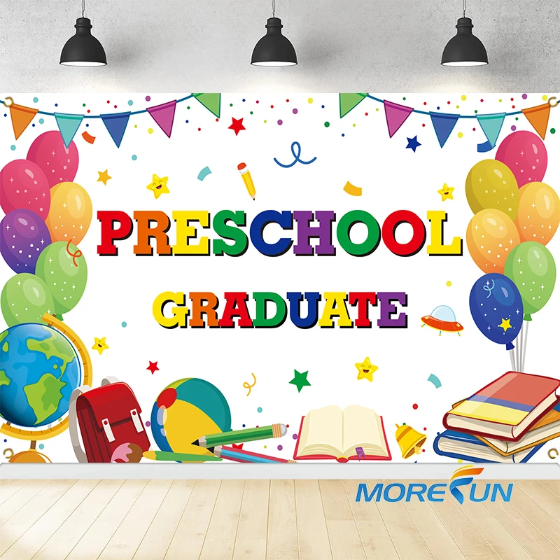 Hot sale 2024 kindergarten scene layout background cloth Graduation themed party wall upholstery
