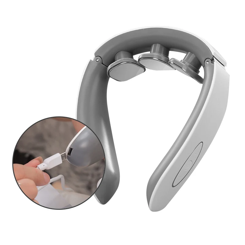 2022 Powerful Wireless Mini Electric Ems Neck Massager Intelligent Heating Electronic Smart Neck Massager