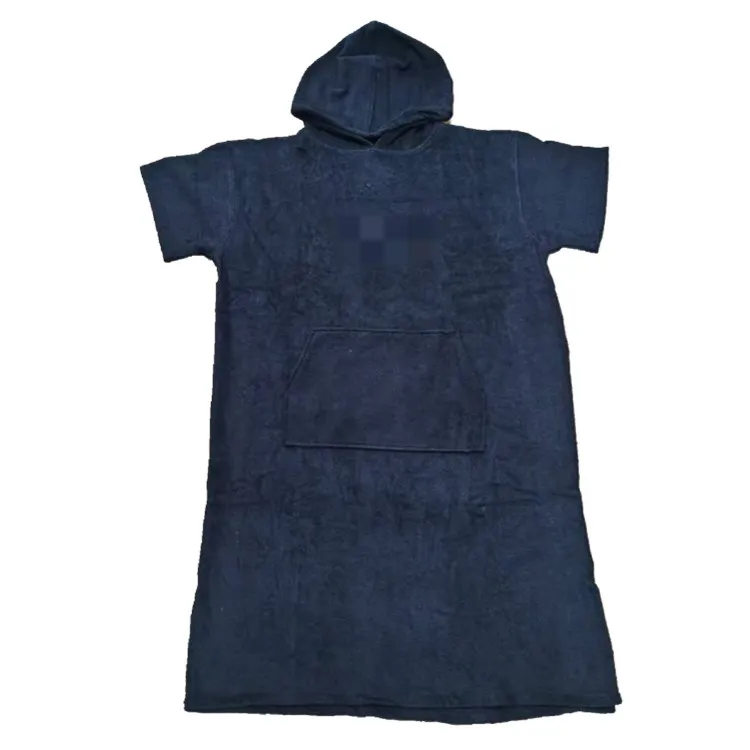 70x110cn quick changing  microriber long black poncho changing bath robe towel with pocket (1600087712421)