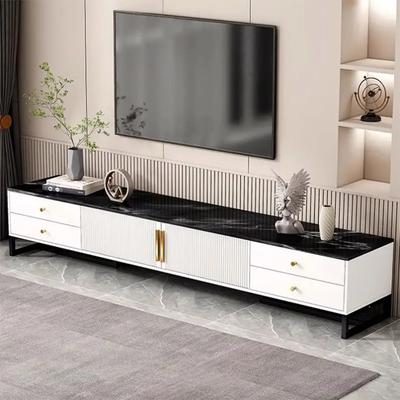 Latest Design Living Room Furniture Table Bedroom Glass Shelf LED Light Tv Stand Table Cabinet Set Bedroom Modern Luxury