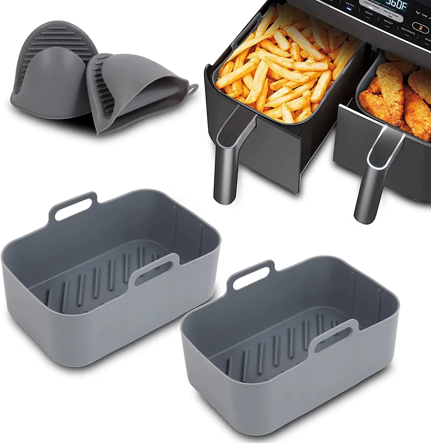 Reusable Air Fryer Silicone Liners Rectangular Air fryer Silicone Pot Basket Baking Tray Air Fryer Accessories