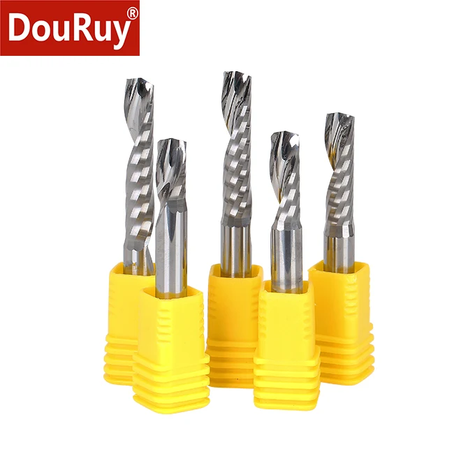 DouRuy 3A High Precision CNC Lathe Tools Single Flute End Mills for acrylic MDF PVC ACP cnc router bits