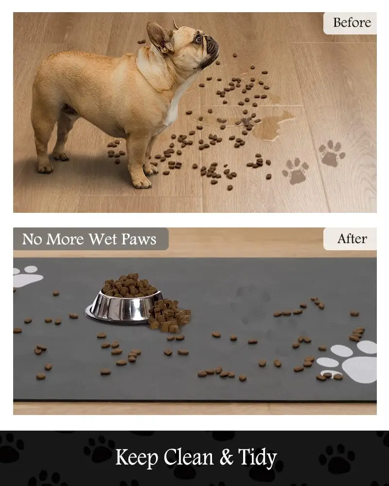 Pet Feeding Mat-Absorbent Dog Mat for Food and Water Bowl-No Stains Quick Dry Dog Water Dispenser Mat